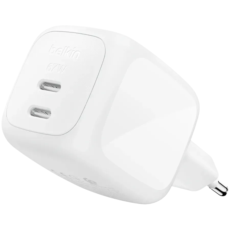 Adaptador de corrente Belkin 67w Dual USB-C PPS, Branco