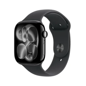 Apple Watch Series 11 GPS + Cellular, Caixa em alumínio preto brilhante de 46 mm com Bracelete desportiva preta - M/L