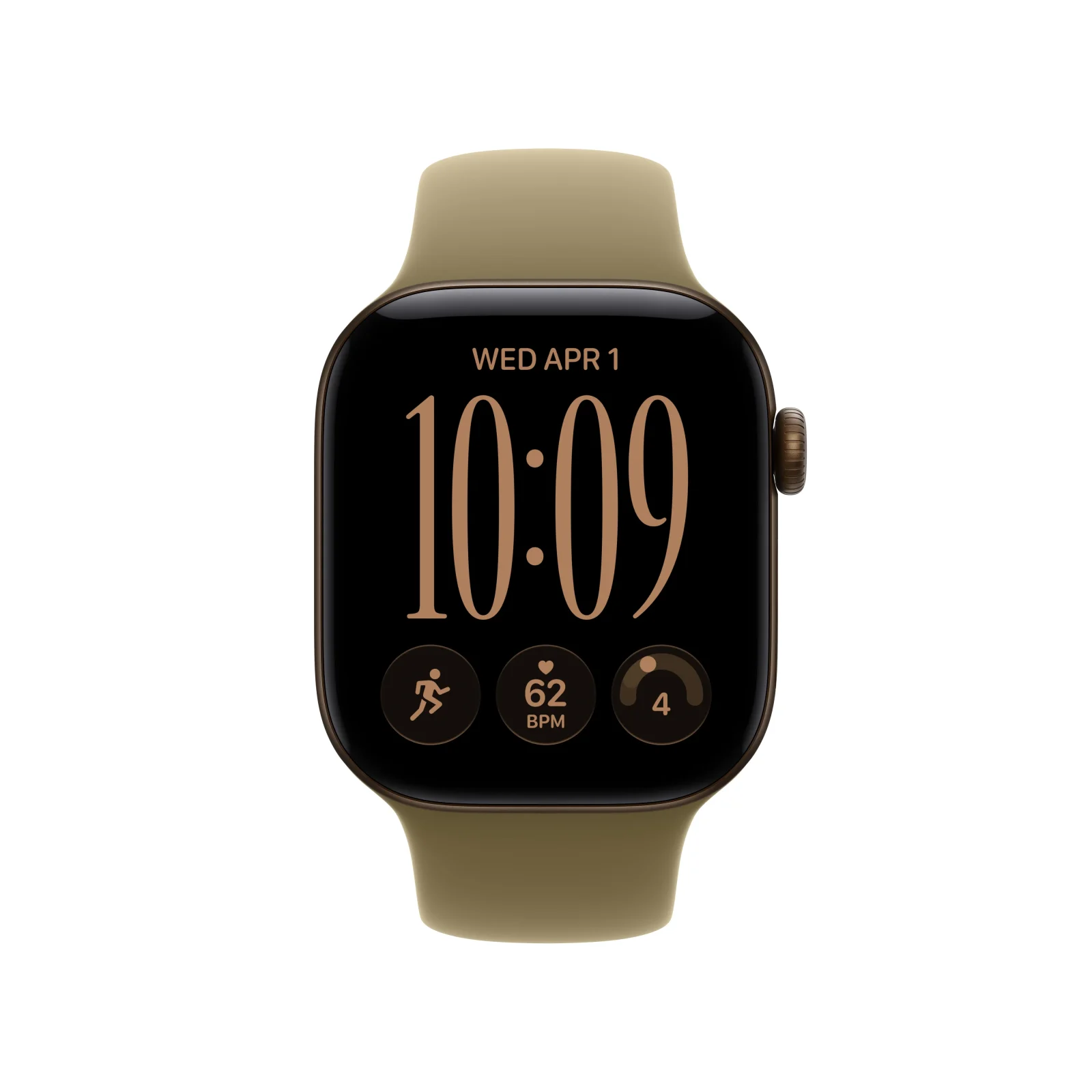 Apple Watch Series 12 GPS, caixa em alumínio bronze escuro de 42 mm com Bracelete desportiva azeitona - M/L - Image 2