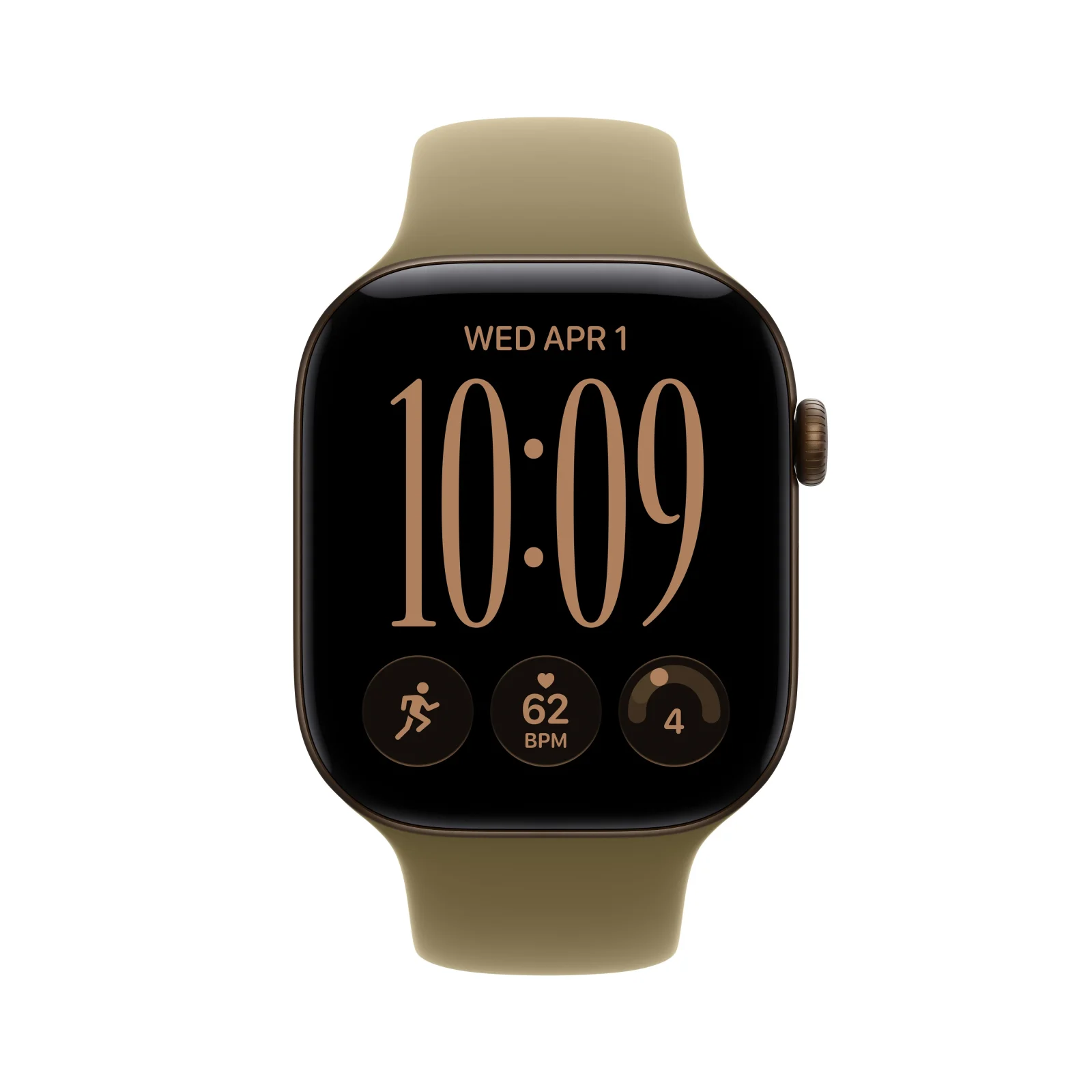 Apple Watch Series 12 GPS, caixa em alumínio bronze escuro de 46 mm com Bracelete desportiva azeitona - S/M - Image 2