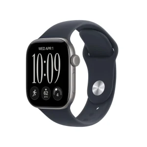 Apple Watch Series 12 GPS, caixa em alumínio cinzento sideral de 42 mm com Bracelete desportiva azul Navy - M/L