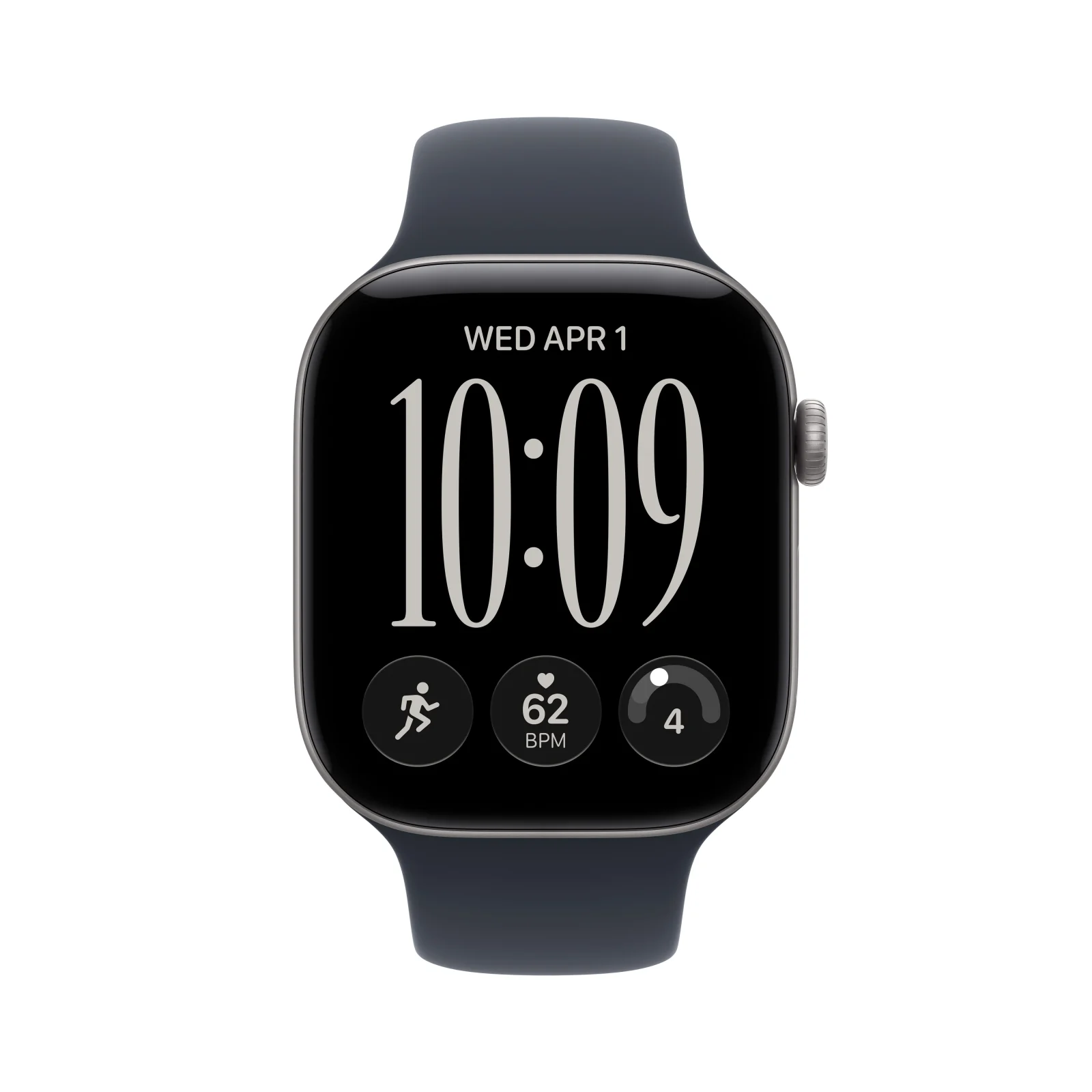 Apple Watch Series 12 GPS, caixa em alumínio cinzento sideral de 46 mm com Bracelete desportiva azul Navy - M/L - Image 2