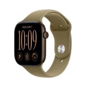 Apple Watch Series 12 GPS + Cellular, caixa em alumínio bronze escuro de 46 mm com Bracelete desportiva azeitona - S/M
