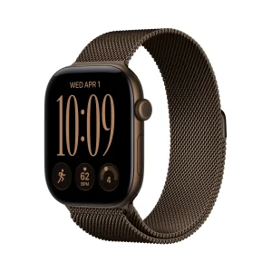 Apple Watch Series 12 GPS + Cellular, caixa em alumínio bronze escuro de 46 mm com Bracelete milanesa bronze escuro - S/M