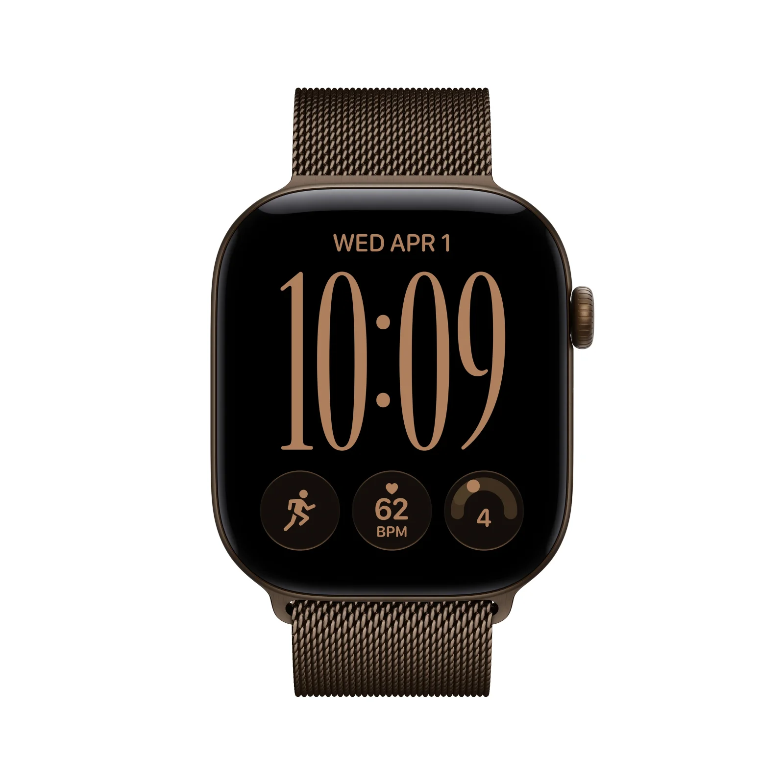 Apple Watch Series 12 GPS + Cellular, caixa em alumínio bronze escuro de 46 mm com Bracelete milanesa bronze escuro - S/M - Image 2