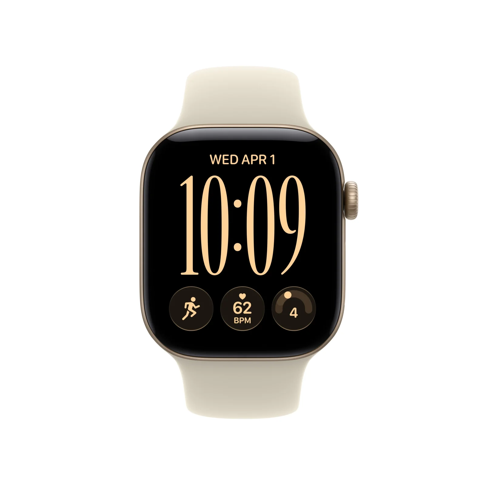Apple Watch Series 12 GPS + Cellular, caixa em alumínio dourado‑claro de 42 mm com Bracelete desportiva areia - S/M - Image 2