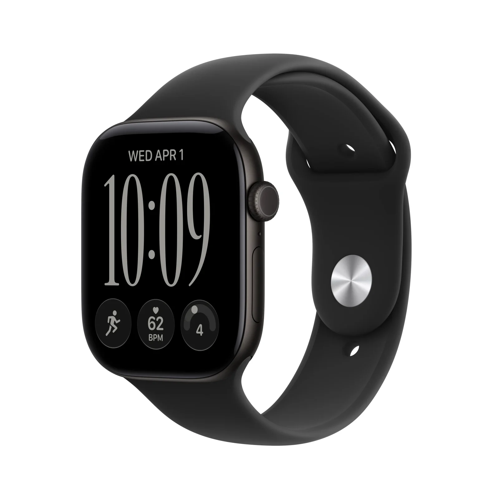 Apple Watch Series 12 GPS + Cellular, caixa em alumínio preto de 46 mm com Bracelete desportiva preta - M/L