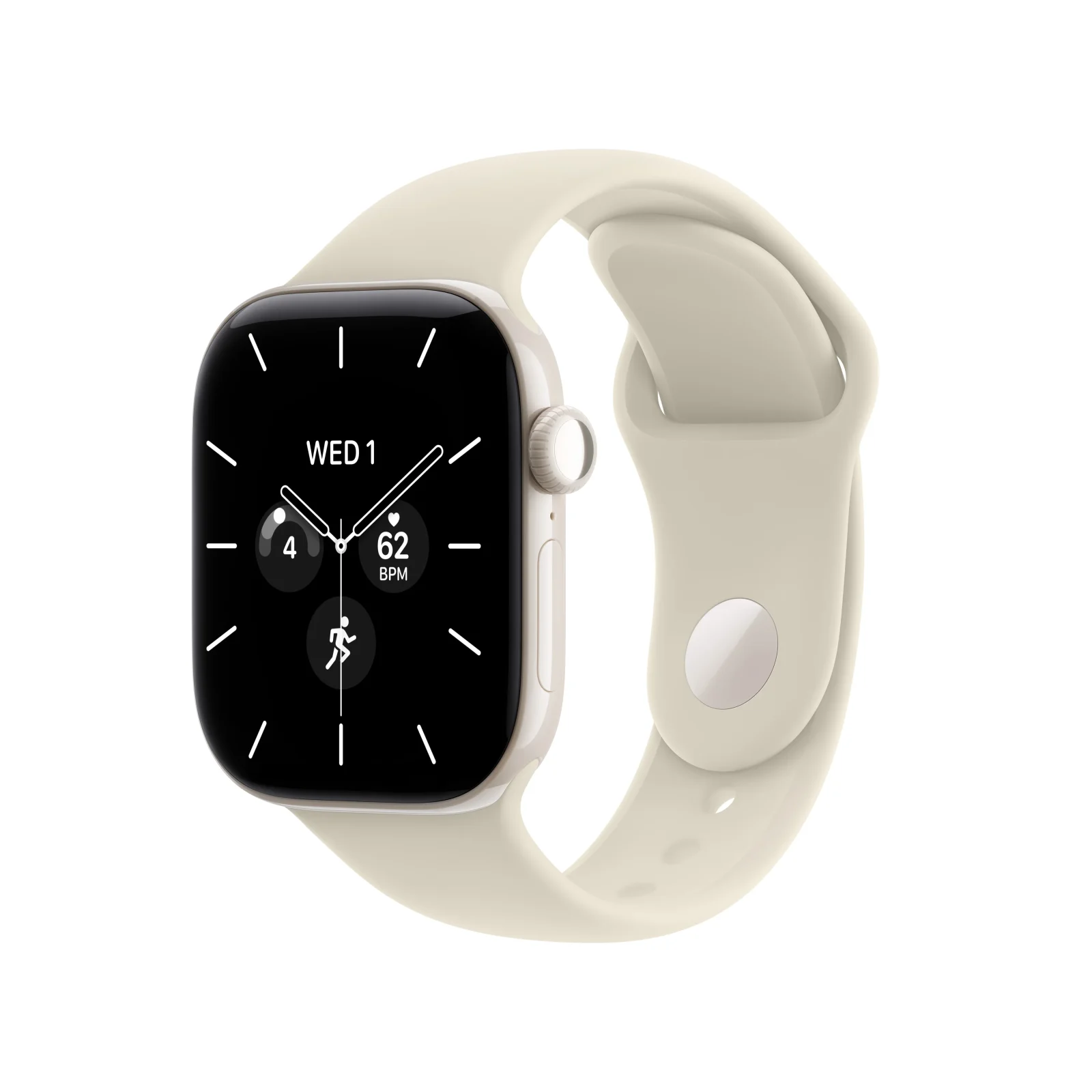 Apple Watch Series 12 GPS + Cellular, caixa em cerâmica branco pérola de 42 mm com Bracelete desportiva areia - S/M