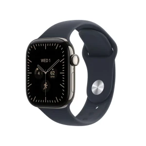 Apple Watch Series 12 GPS + Cellular, caixa em titânio natural de 42 mm com Bracelete desportiva azul Navy - M/L