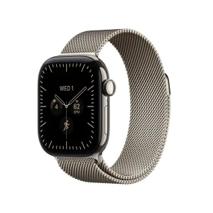 Apple Watch Series 12 GPS + Cellular, caixa em titânio natural de 42 mm com Loop milanesa natural