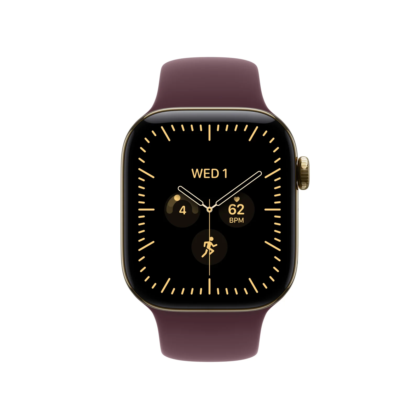 Apple Watch Series 12 GPS + Cellular, caixa em titânio ouro radiante de 42 mm com Bracelete desportiva bordô - M/L - Image 2