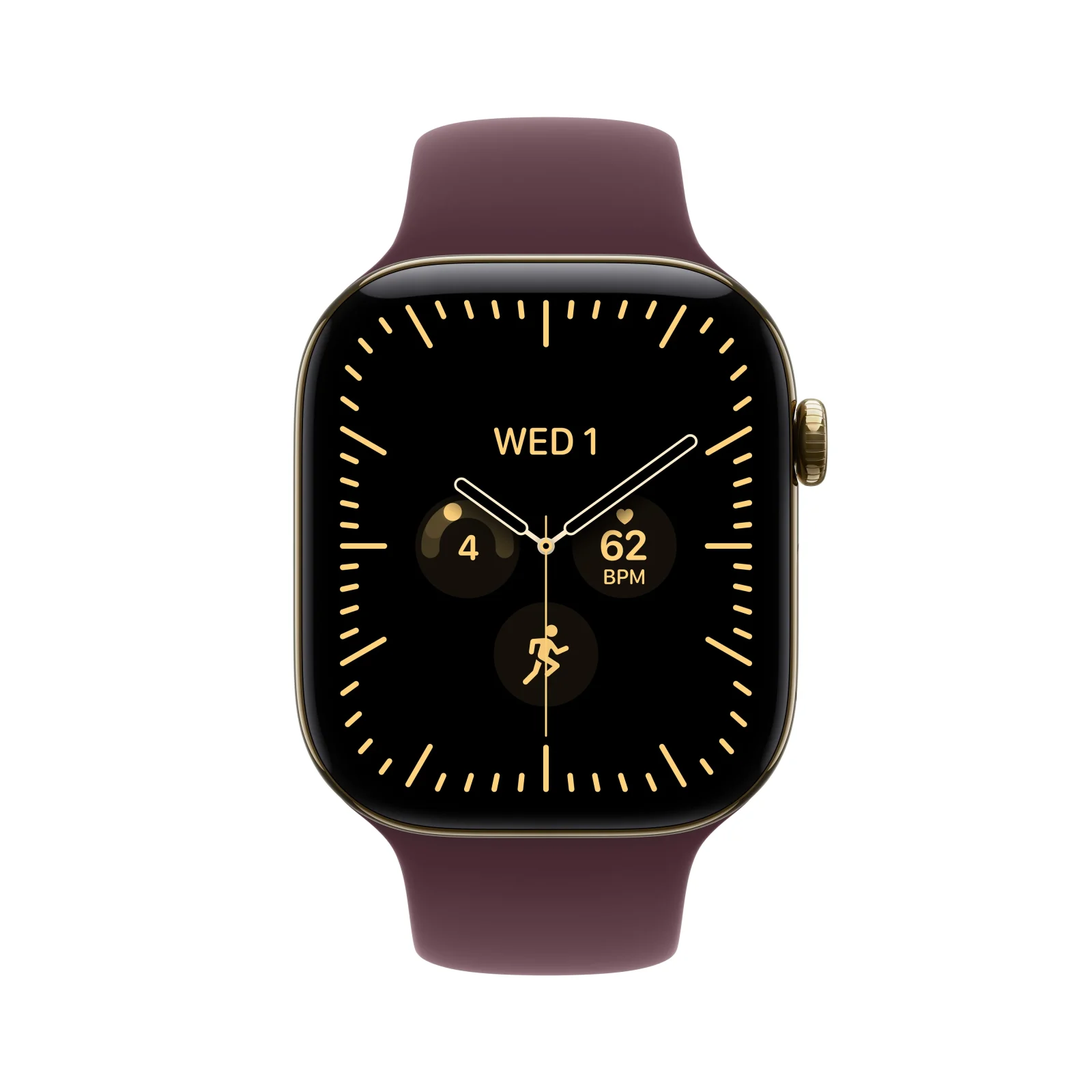 Apple Watch Series 12 GPS + Cellular, caixa em titânio ouro radiante de 46 mm com Bracelete desportiva bordô - S/M - Image 2