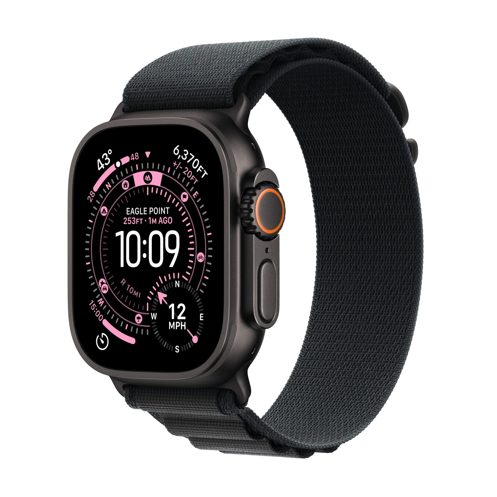Apple Watch Ultra 3 GPS + Cellular, Caixa em titânio preto de 49 mm com Loop Alpine preta - M