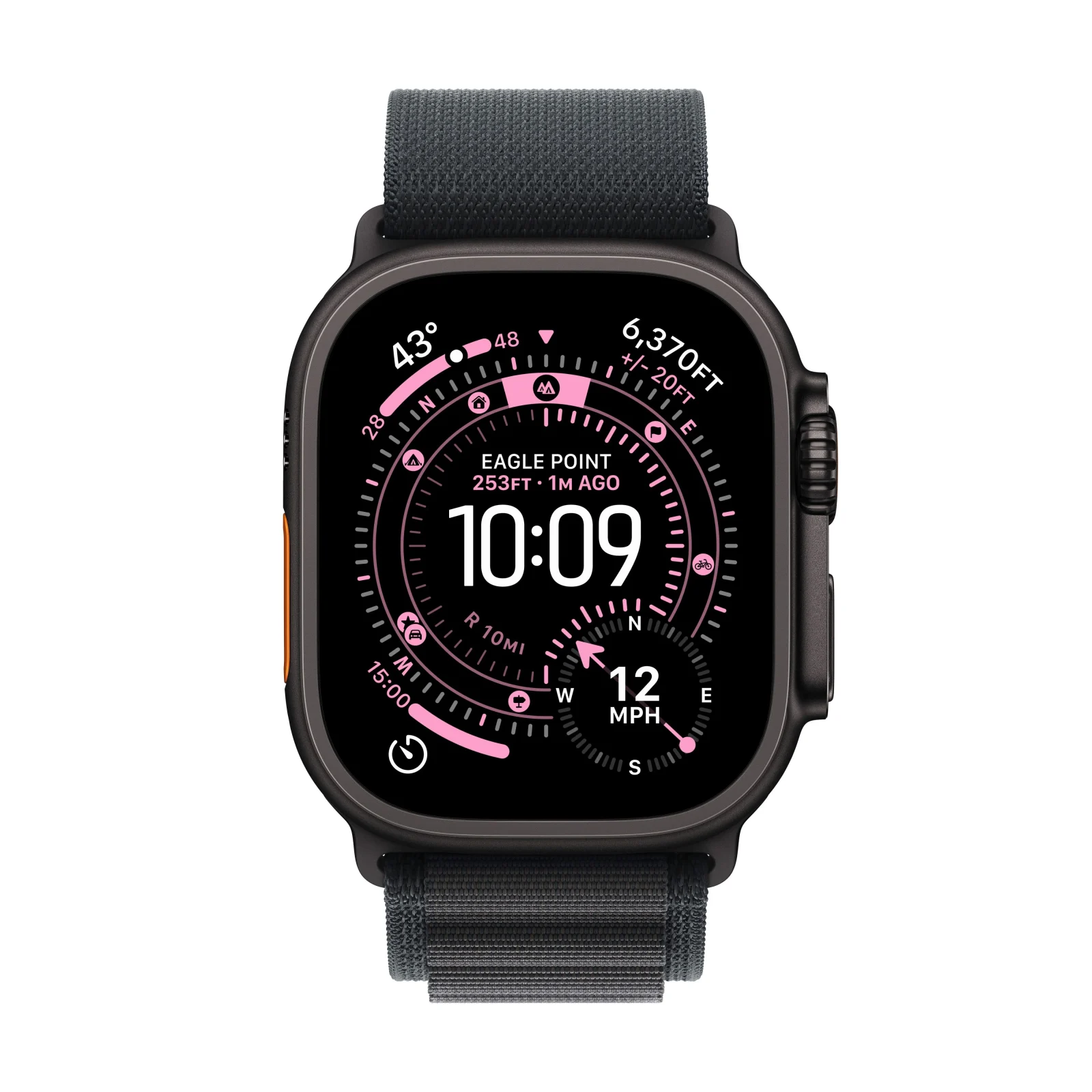 Apple Watch Ultra 3 GPS + Cellular, Caixa em titânio preto de 49 mm com Loop Alpine preta - M - Image 2