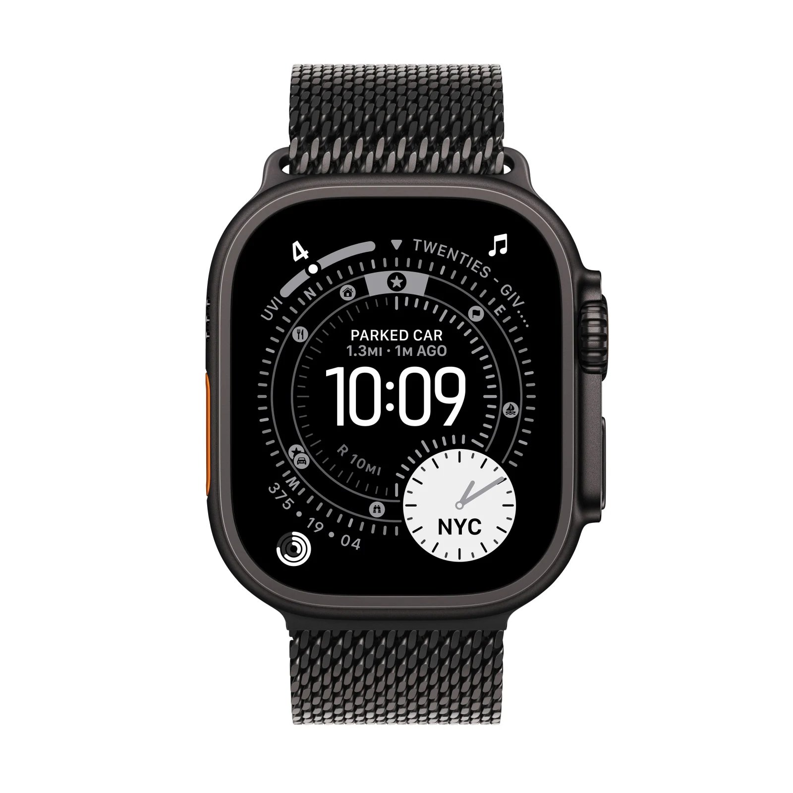 Apple Watch Ultra 3 GPS + Cellular, Caixa em titânio preto de 49 mm com Loop milanesa em titânio preto - S - Image 2