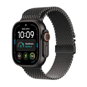 Apple Watch Ultra 4 GPS + Cellular, Caixa em titânio preto de 49 mm com Loop milanesa em titânio preto ‑ S