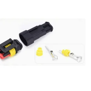 Conjunto fichas Superseal macho + fêmea 2 pinos com terminais 1 par Superseal estanque