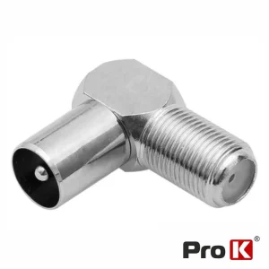 Ficha Adaptadora Coaxial Macho / F Fêmea 90º PROK