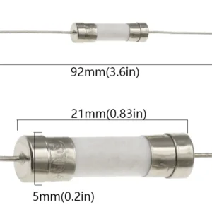 Fusível cerâmico rápido 3A 250VAC cilíndrico com terminais 5x20mm