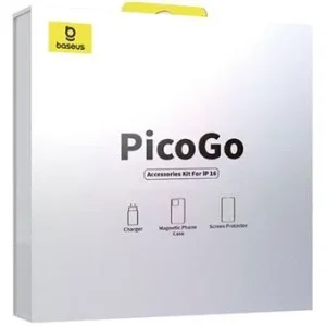 Kit Baseus iPhone 16 Capa + Pelicula + Carregador 45W