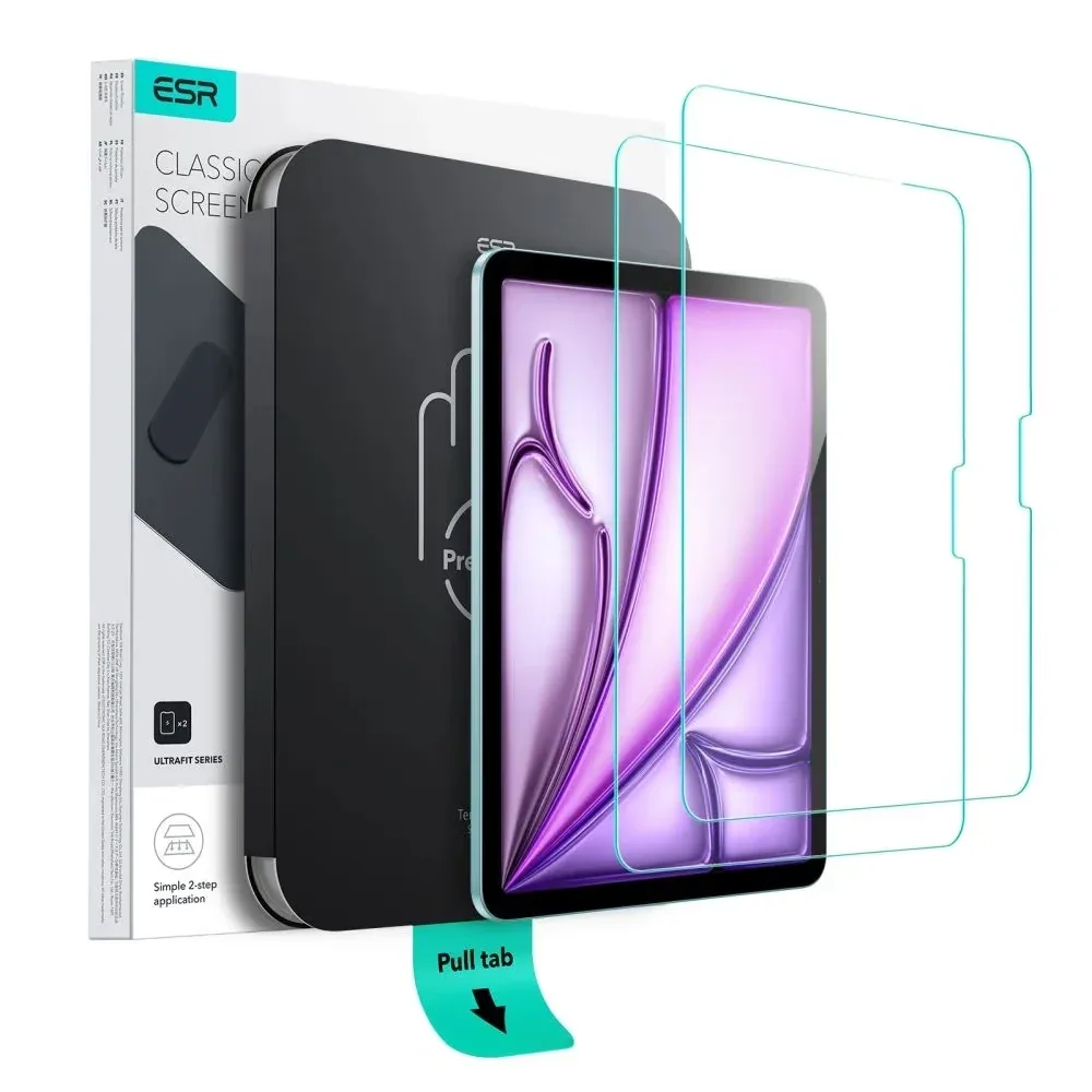 Pelicula ESR UltraFit Tempered Glass 2-Pack iPad Air 11P 6 / 7 / 8 2024-2026 Clear