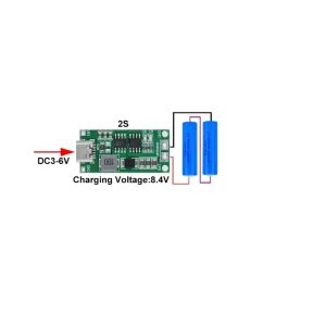 Placa módulo 5 V 4A USB-C carregador bateria 18650 2S