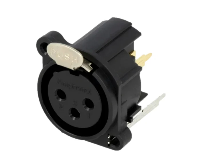 Tomada XLR fêmea PIN: 3 simples com o botão roscado THT 133V